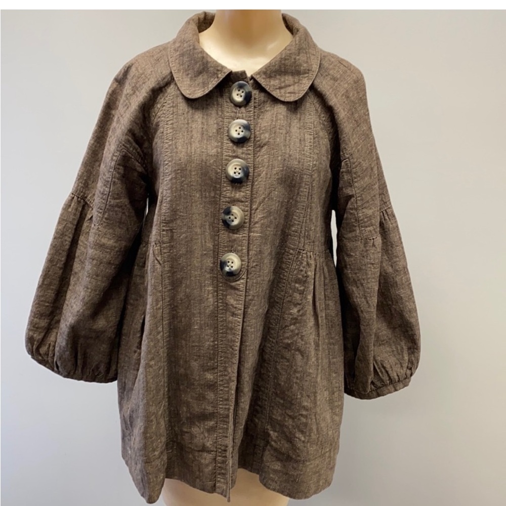 Free People Brown Textured Button Front Coat